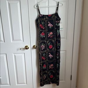 Taylor Black Floral Slip Maxi Dress - Size 8